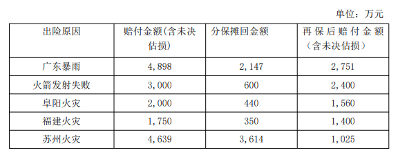 022年上半年财险公司重大赔案"