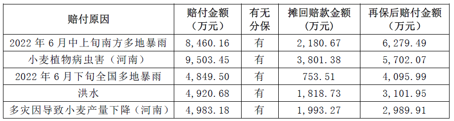 022年上半年财险公司重大赔案"
