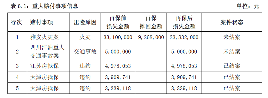 022年上半年财险公司重大赔案"